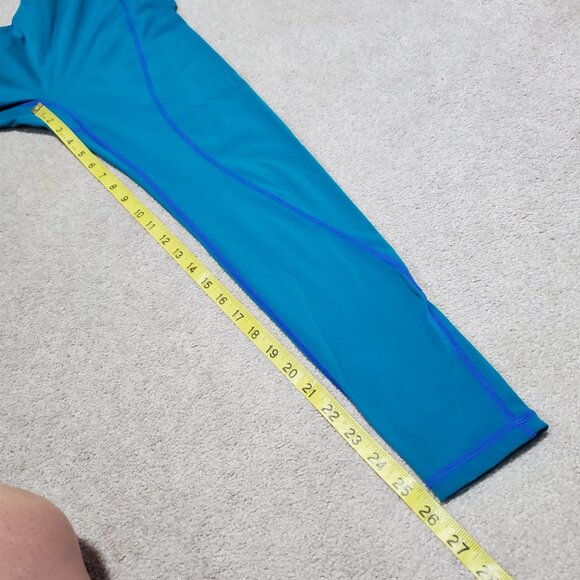 BUFFBUNNY Compression 7/8 Leggings 26" Gym Workout Run Teal Blue Women's Large - Picture 9 of 9